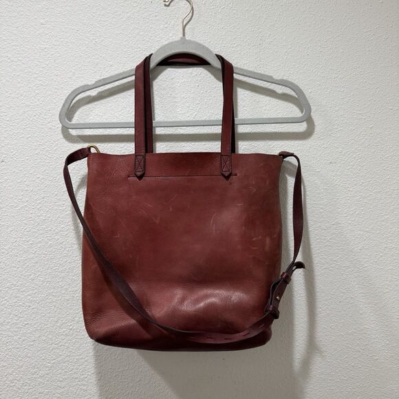 Madewell The Medium Transport Tote Brown Leather Dark Cabernet Crossbody Bag - Picture 1 of 9